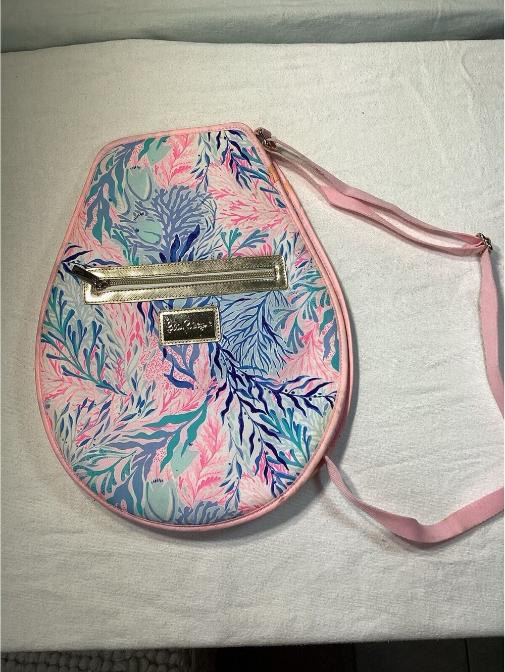 Lilly Pulitzer  RACKET BAG Tennis bag sling bag Pink Gold